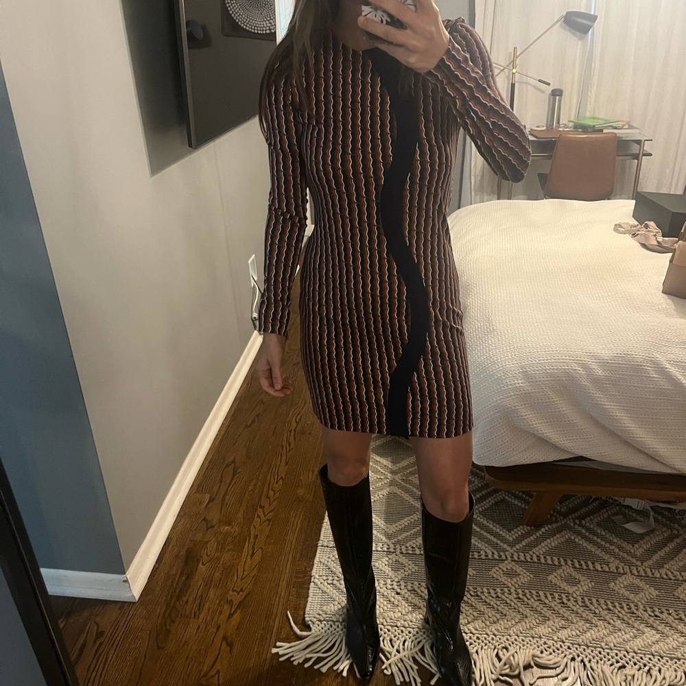 DVF geometric pattern long sleeve dress 0 EUC